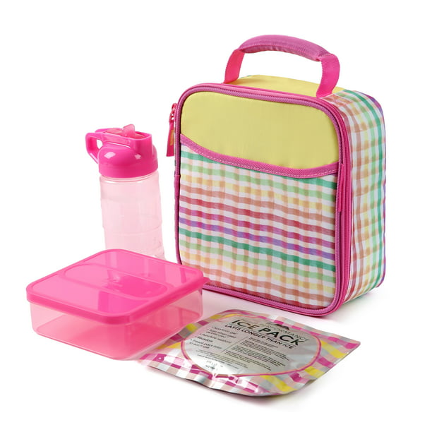 Arctic Zone Lunch Bag Combo Pink Leopard Print Insulated Bag Bottle Ice Pack 